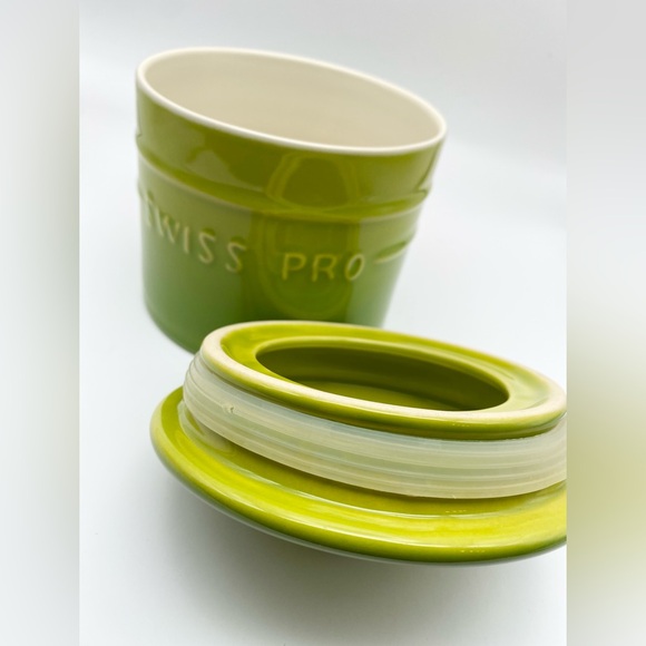 Ceramic Canister Swiss Pro Lime Green Jar Kitchen Coffee Tea Container Lid Decor - Picture 6 of 10
